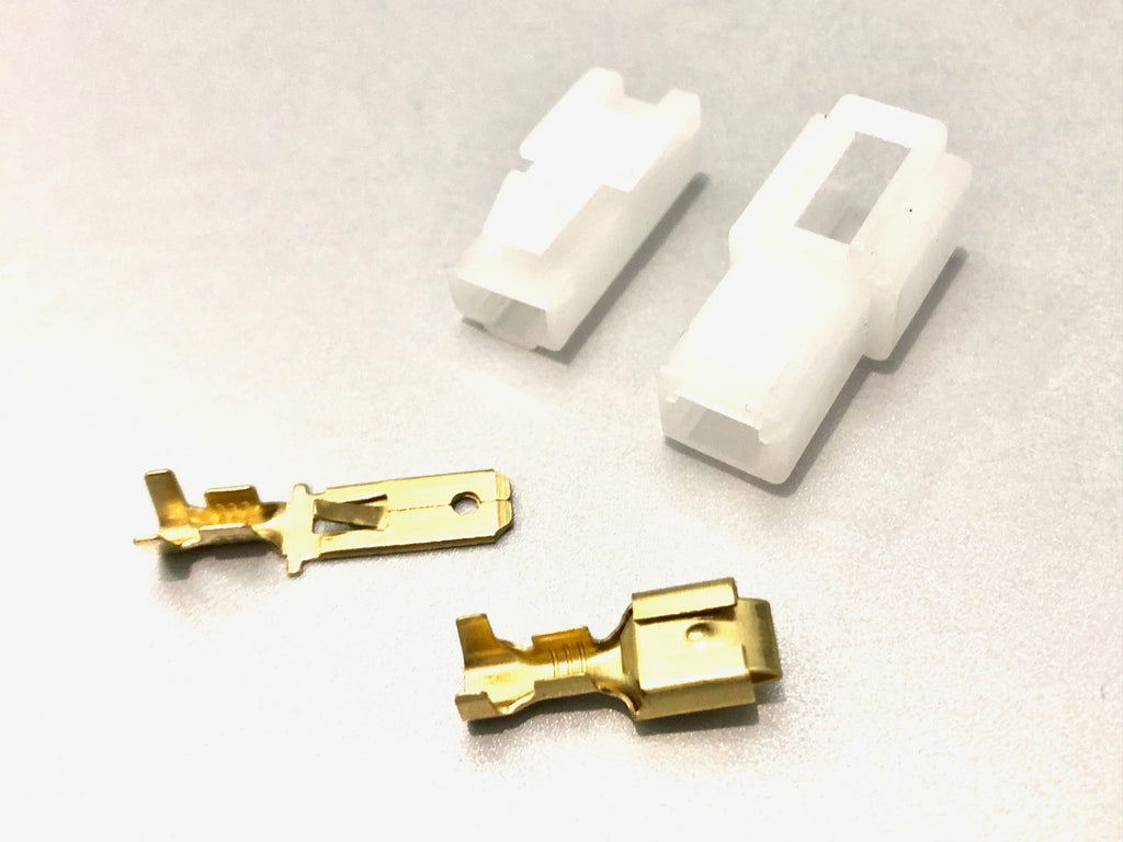 Narva 56271 electrical 1 way connector. Includes plastic male and female clips and brass male and female connectors.